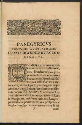Panegyricus Coniugio Auspicatissimo Hassobrandenburgico Dicatus.