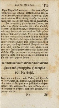Zwey und zwanzigstes Hauptstück von der Tafel