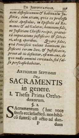 Articulus Septimus De Sacramentis in genere