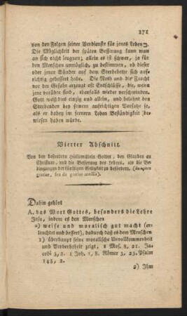 Vierter Abschnitt. Von den besondern Hülfsmitteln Gottes, den Glauben an Christum, und ...