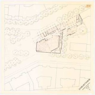 Platzbebauung mit Wohnungen, Gewerbe und sozialen Einrichtungen am Viktoria-Luise-Platz, Berlin-Schöneberg Schinkelwettbewerb 1980: Gemeindehaus und Jugendtreff, Erdgeschoss 1:200