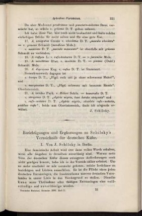 Berichtigungen und Ergänzungen zu Schilsky´s Verzeichniss der deutschen Käfer.