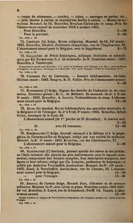 Bibliographie de la Belgique : ou catalogue général de l'imprimerie et de la librairie belges. 1863 = Jg. 26