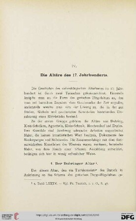 IV. Die Altäre des 17. Jahrhunderts