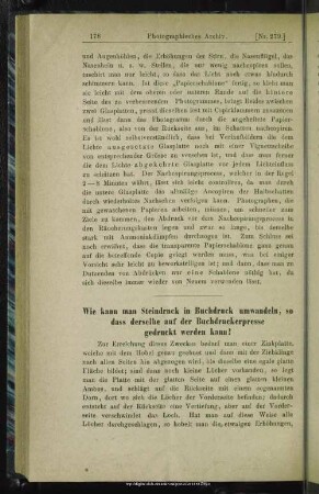 Wie kann man Steindruck in Buchdruck umwandeln, so dass derselbe auf der Buchdruckerpresse gedruckt werden kann?