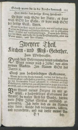 Zweither Theil. Kirchen- und Meß-Gebether.