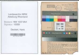Entnazifizierung Hans Deckert , geb. 18.02.1902 (Prokurist)