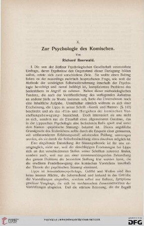 Zur Psychologie des Komischen