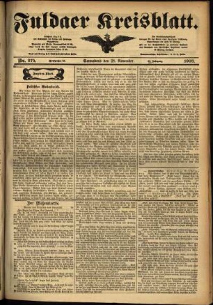 Zweite Ausgabe vom Samstag, den 28. November 1908.