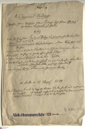 Vertrag zwischen den Landgrafen-Brüdern Wilhelm IV. von Hessen-Kassel, Ludwig IV. von Hessen-Marburg und Georg I. von Hessen-Darmstadt über die Te...