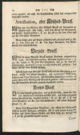 Attestation, oder Abschied-Brieff.