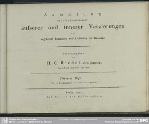 7: Sammlung architectonischer äusserer und innerer Verzierungen für angehende Baumeister und Liebhaber der Baukunst