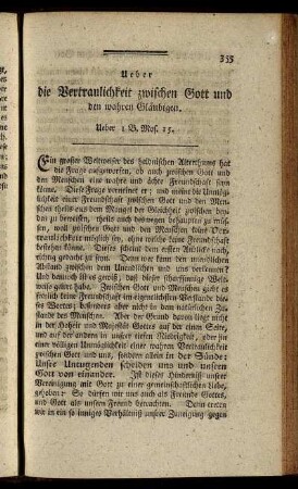 Ueber die Vertaulichkeit zwischen Gott und den wahren Gläubigen.