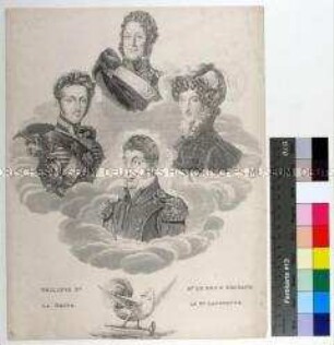 Mehrfachporträt mit Louis-Philippe I. König von Frankreich, General La Fayette, Louise Henriette de Bourbon-Conti und Ludwig Philippe II.