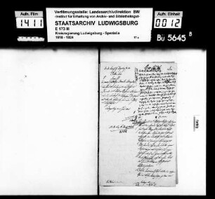 Kommunsachen: Stiftungswesen (Liegenschaften), Oberamt Ludwigsburg