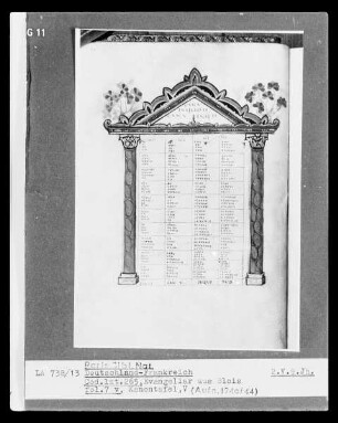 Evangeliar aus Blois — Kanontafel V, Folio 7verso