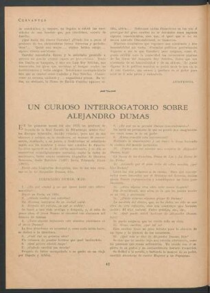 Un curioso interrogatorio sobre Alejandro Dumas