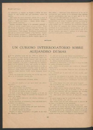 Un curioso interrogatorio sobre Alejandro Dumas