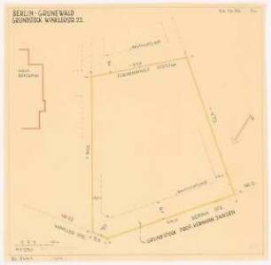 Haus Jansen, Berlin-Grunewald: Parzellierung des Grundstücks, Lageplan 1:250