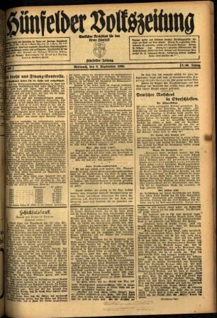 Ausgabe vom Mittwoch, den 08. September 1920.