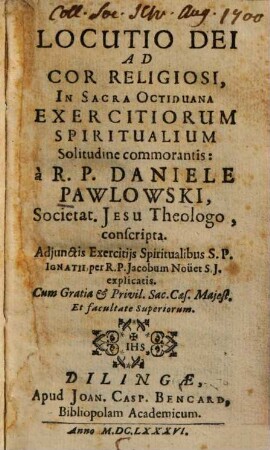 Locutio Dei Ad Cor Religiosi : In Sacra Octiduana Exercitiorum Spiritualium Solitudine commorantis