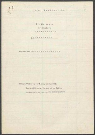 Fragebogen und Karte Bartenstein, OA Gerabronn