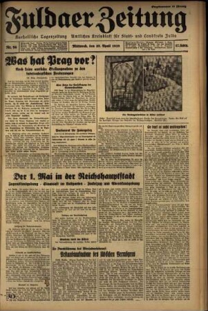 Ausgabe vom Mittwoch, den 27. April 1938.