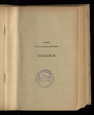 Englisch : Lehrplan für die erweiterte Oberschule