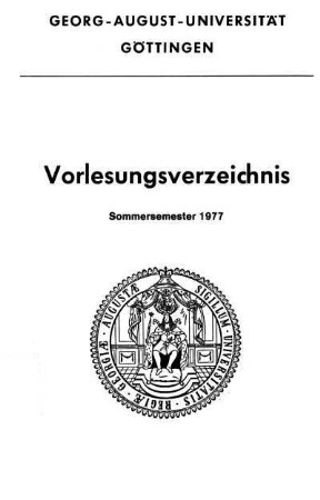 SS 1977: Vorlesungsverzeichnis