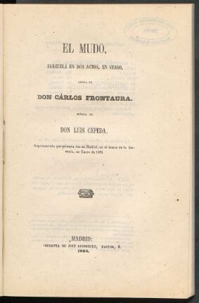 El mudo : zarzuela en dos actos, en verso