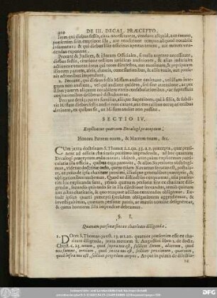 Sectio IV. Explicatur quartum Decalogi praeceptum.
