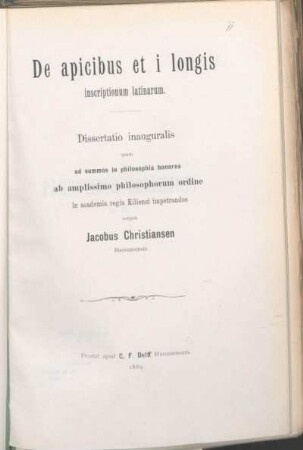 De apicibus et i longis inscriptionum latinarum