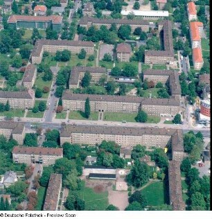 Bebauung zwischen Bayreuther Straße (nicht im Bild), Kaitzer Straße und Altenzeller Straße sowie Bernhardstraße