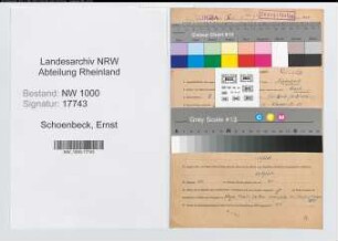 Entnazifizierung Ernst Schoenbeck, geb. 09.11.1904 (Schachtsteiger)