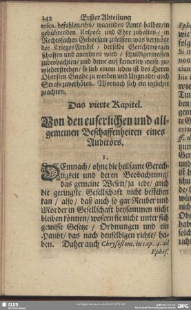 Das vierte Kapitel. Von den euserlichen und allgemeinen Beschaffenheiten eines Auditörs