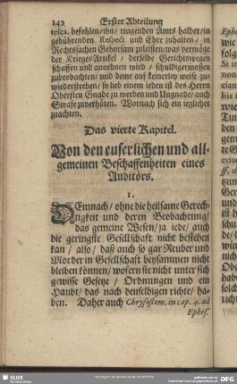 Das vierte Kapitel. Von den euserlichen und allgemeinen Beschaffenheiten eines Auditörs