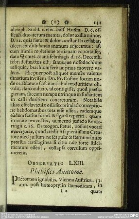 Observatio LXIII. Phthisici Anatome