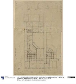 Entwurf zu einem städtischen Wohngebäude, wohl zum Stich in der "Sammlung architektonischer Entwürfe", Heft 10, Tafel 64, 1826