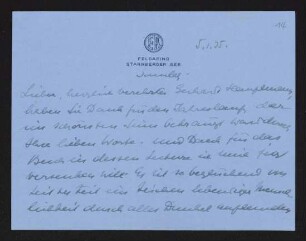 Brief von Edith Andreae an Gerhart Hauptmann