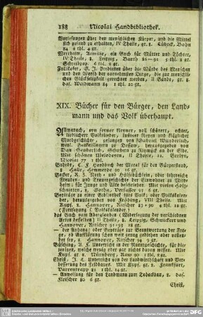 XIX. Bücher für den Bürger, den Landmann und das volk überhaupt