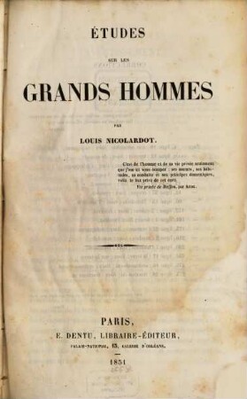 Etudes sur les grands hommes