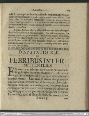 Disputatio XLII. De Febribus Intermittentibus