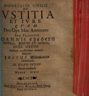 Diss. civilis de iustitia et iure