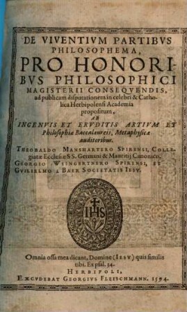 De Viventivm Partibvs Philosophema