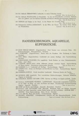 Handzeichnungen, Aquarelle, Kupferstiche (Nr. 377-451)