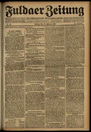 Ausgabe vom Freitag, den 16. Februar 1917.