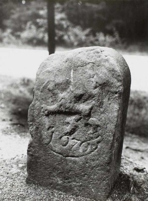 Freiberger Grenzstein mit heraldischem Löwen