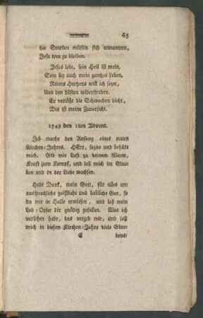 1749 den 1ten Advent
