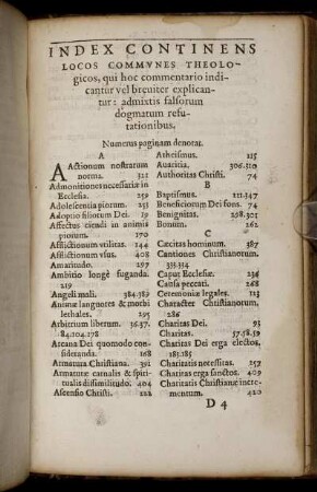 Index continens locos commvnes theologicos, ...