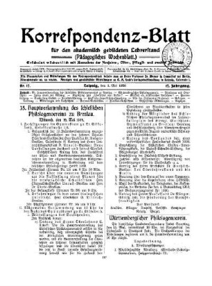 35. Hauptversammlung des schlesischen Philologenverein zu Breslau